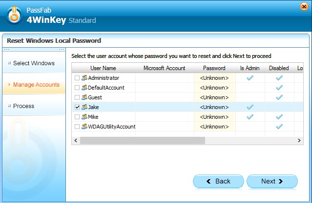 reset password