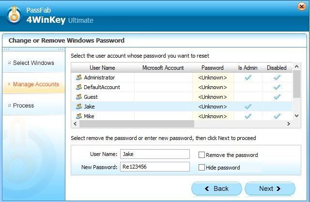 reset password