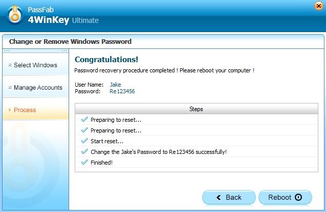 reset password