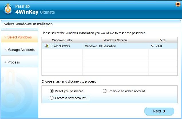 reset password
