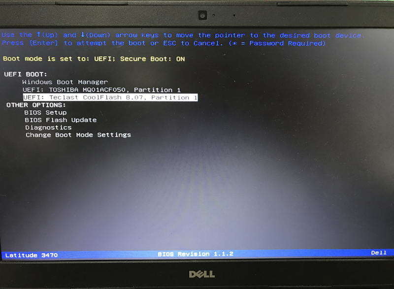 usb uefiから起動