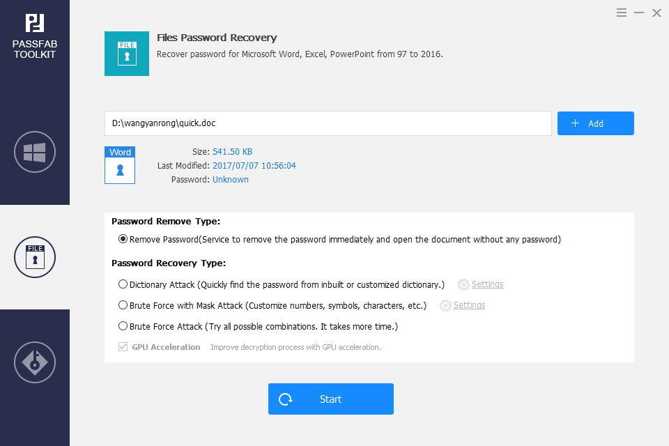 passfab toolkit officeパスワード解除