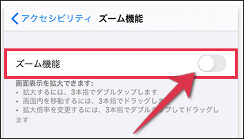 iphone スライド できない ズーム機能を確認
