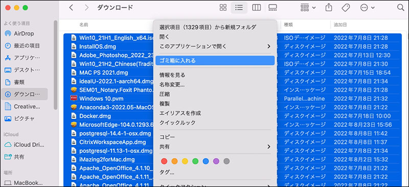 mac システムデータ 減らす ダウンロード ファイル 削除