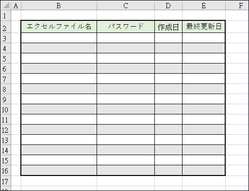 パスワード 管理 エクセル テンプレート