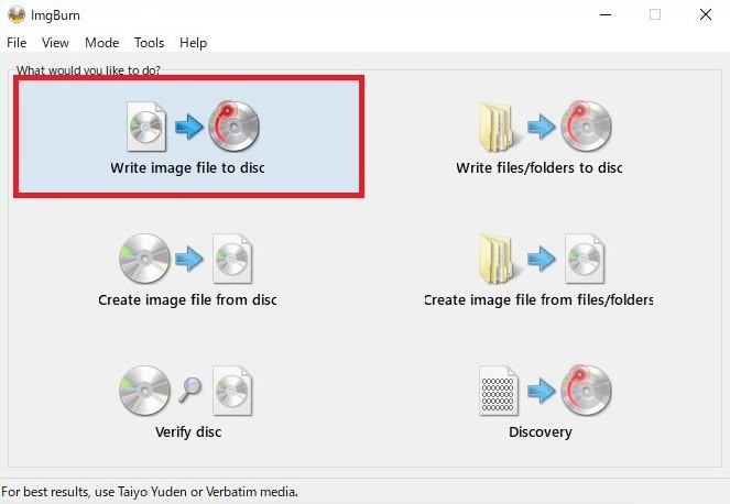 ImgBurnでiso ファイル dvd 書き込み