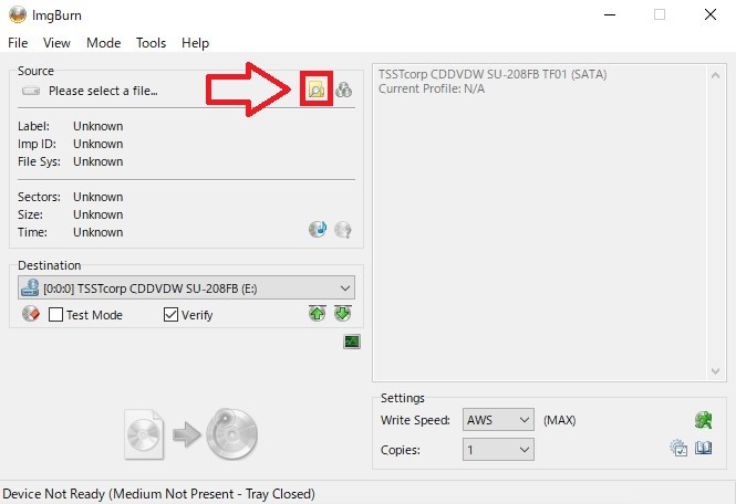 ImgBurnでiso ファイル dvd 書き込み