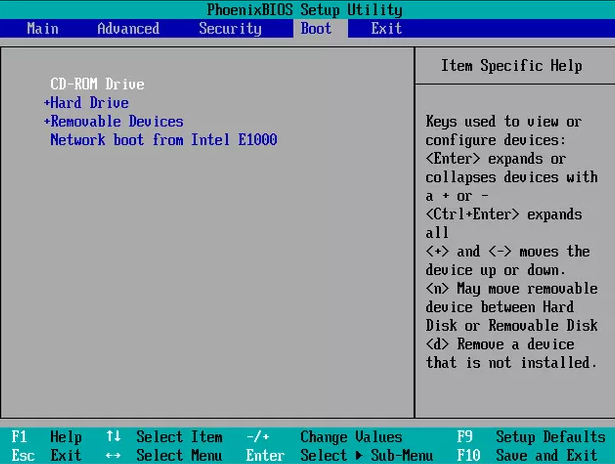 boot メニュー